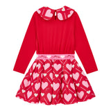 A Dee Abito tinta unita con Stampa Cuori Rosso per Bambina W251701 ROSSO A DEE 