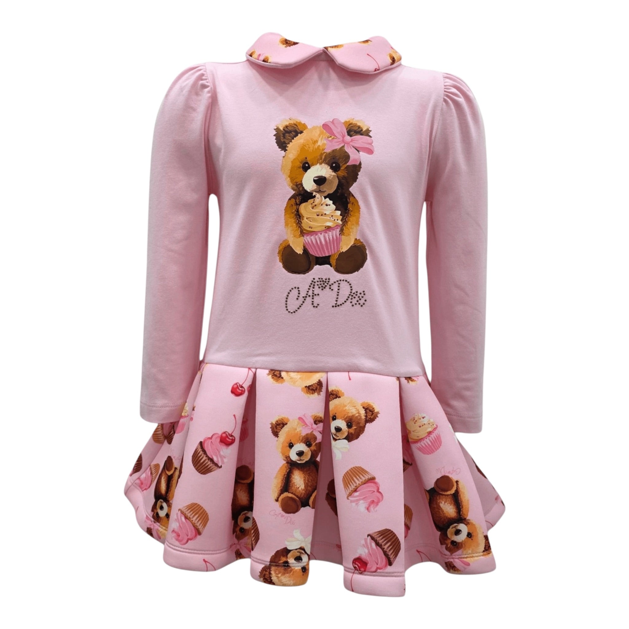 A Dee Abito tinta unita con Orsacchiotti Rosa per Bambina W252709 ROSA A DEE 