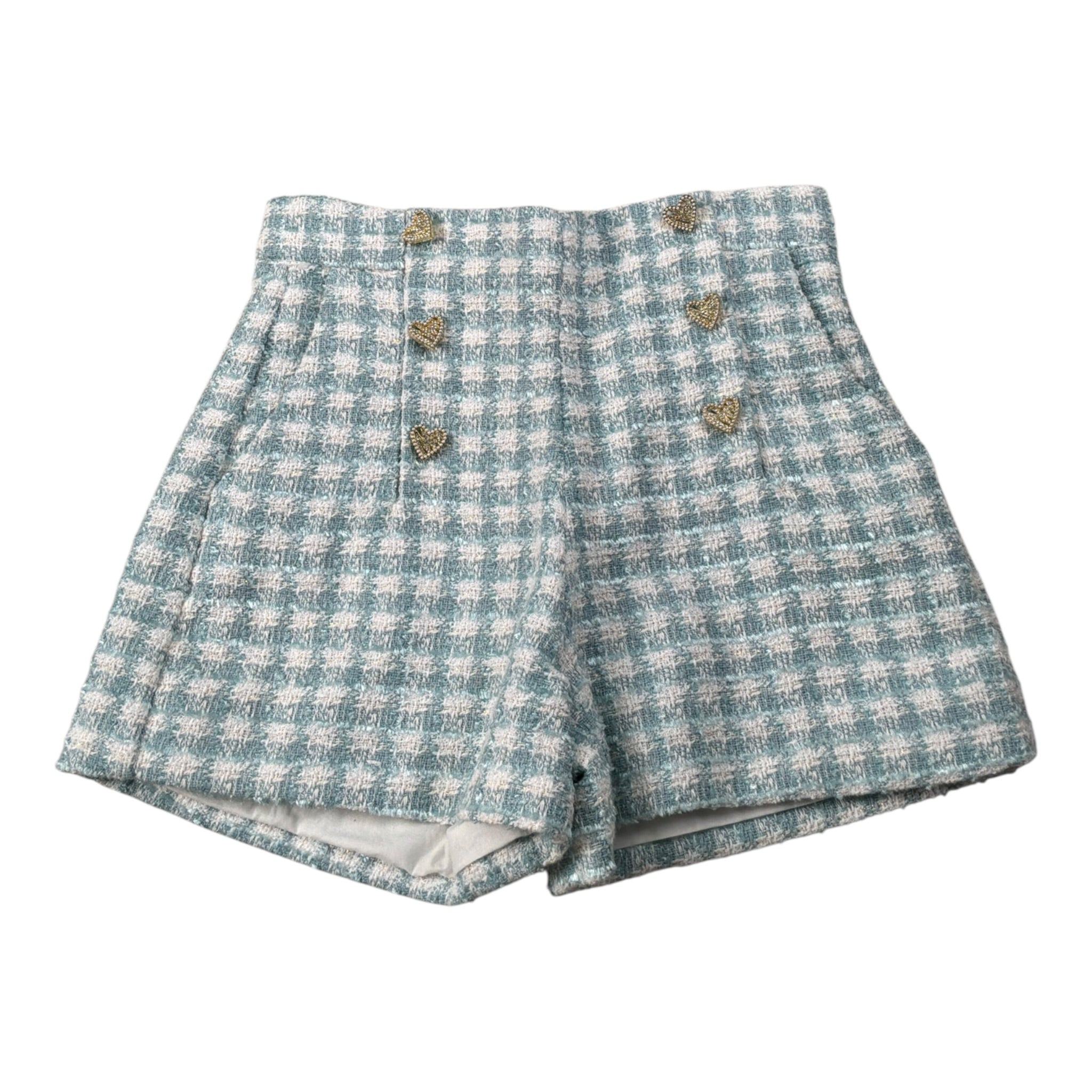 Abel & Lula Short tinta unita con Fantasia A Quadri Bianco/Azzurro per Bambina 5719 BIANCO/AZZURRO ABEL & LULA 
