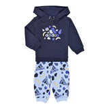 Adidas Completo 2Pz Felpa con Cappuccio-Pantalone Blu per Neonato IW3483 BLU Adidas 