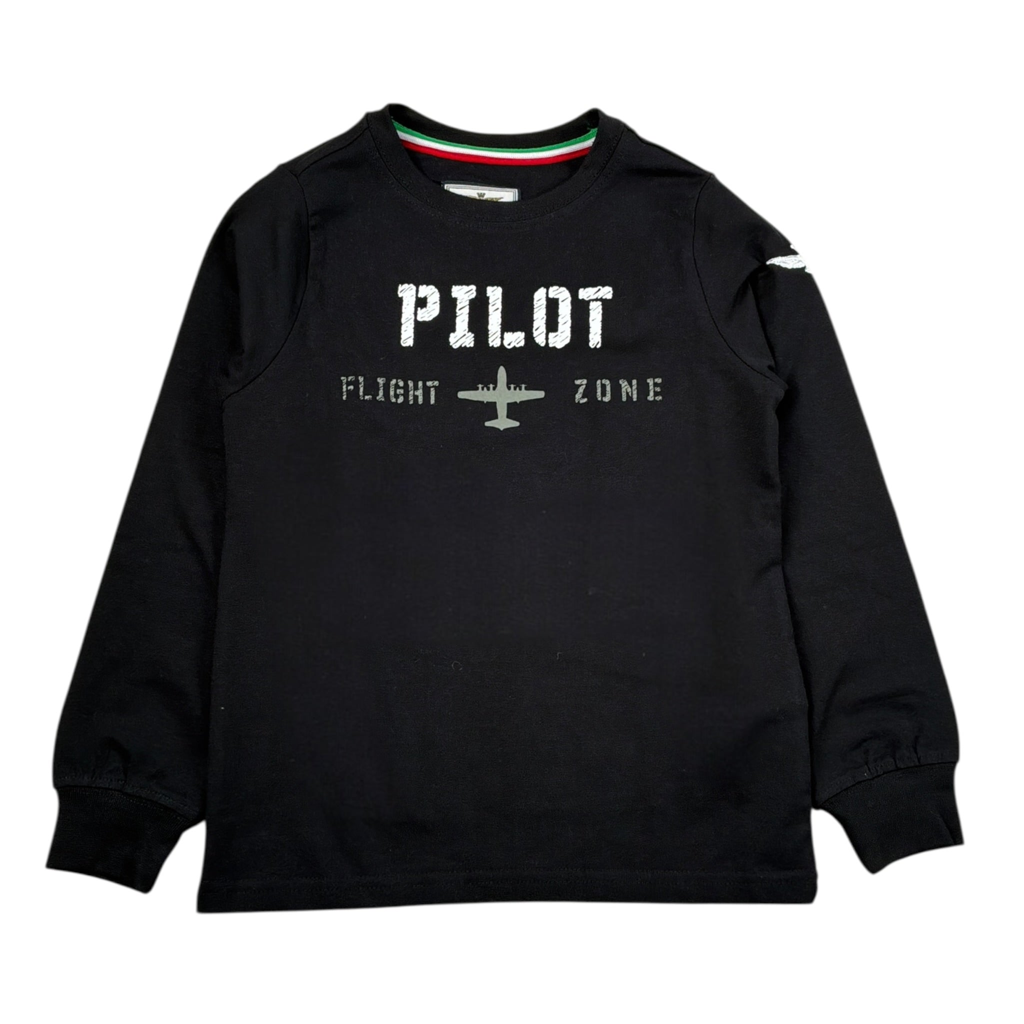 Aeronautica Militare Shirt tinta unita con Stampa Nero per Bambino 242TS002AJRJ664 NERO AERONAUTICA MILITARE 