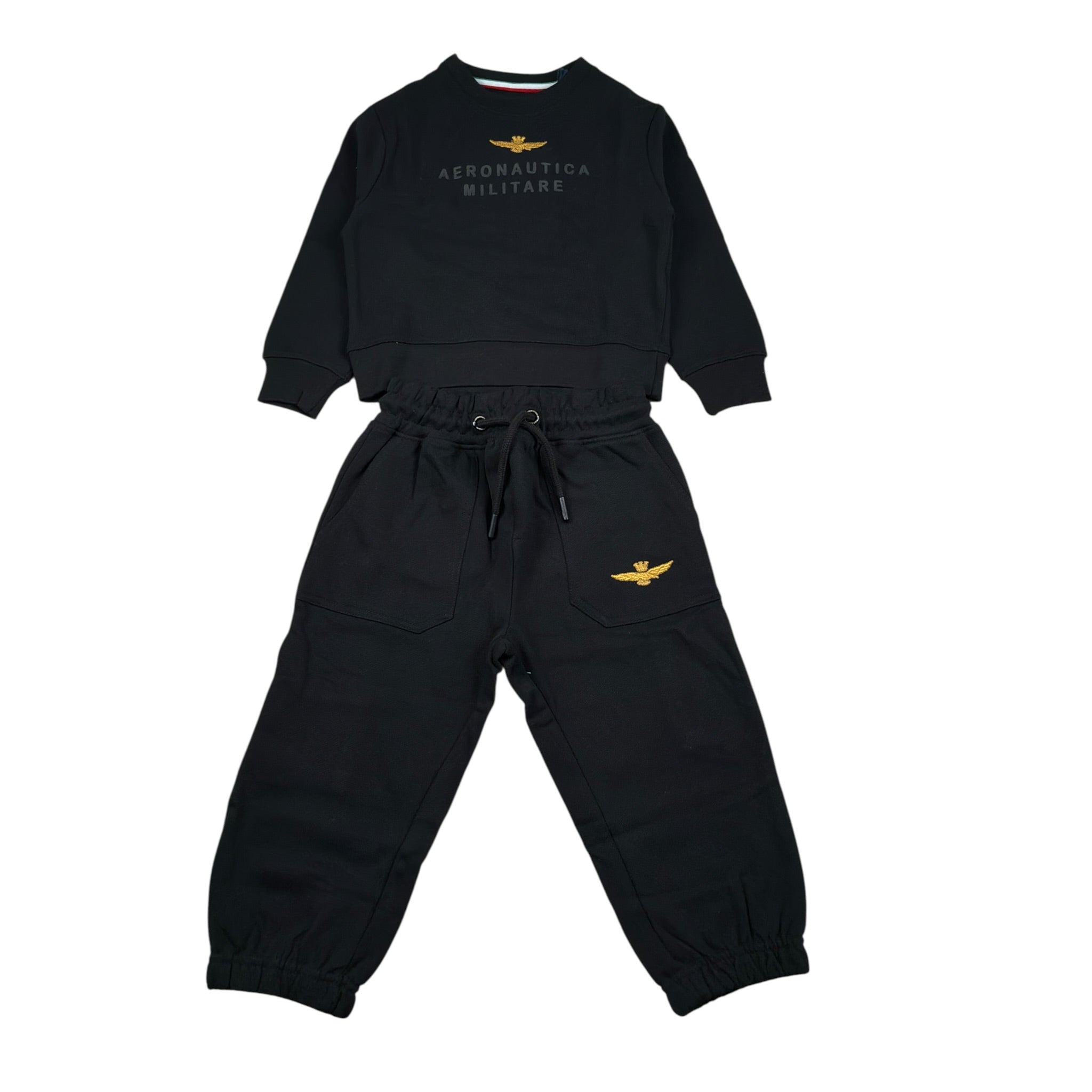 Aeronautica Militare Completo 2 Pezzi Felpa-Pantalone tinta unita Nero per Neonato 252TF0008A NERO AERONAUTICA MILITARE 