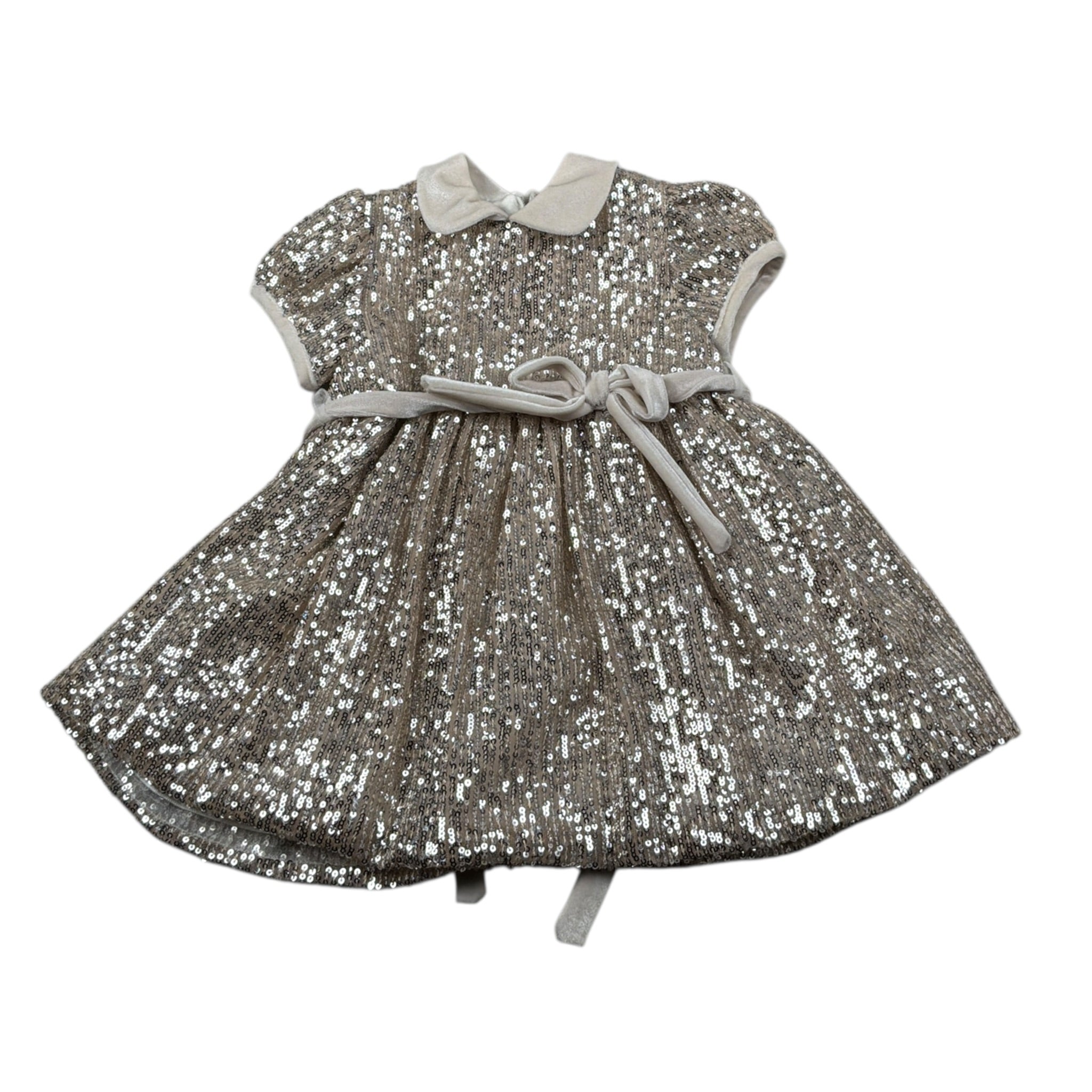 Aletta Abito Mezza Manica tinta unita con Paillettes Oro per Neonata H220346 ORO ALETTA 
