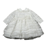 Aletta Abito Manica Lunga tinta unita con Tule Bianco per Neonata HP220335L BIANCO ALETTA 