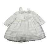 Aletta Abito Manica Lunga tinta unita con Tule Bianco per Neonata HP220335L BIANCO ALETTA 