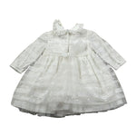 Aletta Abito Manica Lunga tinta unita con Tule Bianco per Neonata HP220335L BIANCO ALETTA 