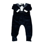Aletta Tutina Manica Unga tinta unita In Ciniglia Blu per Neonato RM220045 BLU ALETTA 