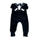 Aletta Tutina Manica Unga tinta unita In Ciniglia Blu per Neonato RM220045 BLU ALETTA 
