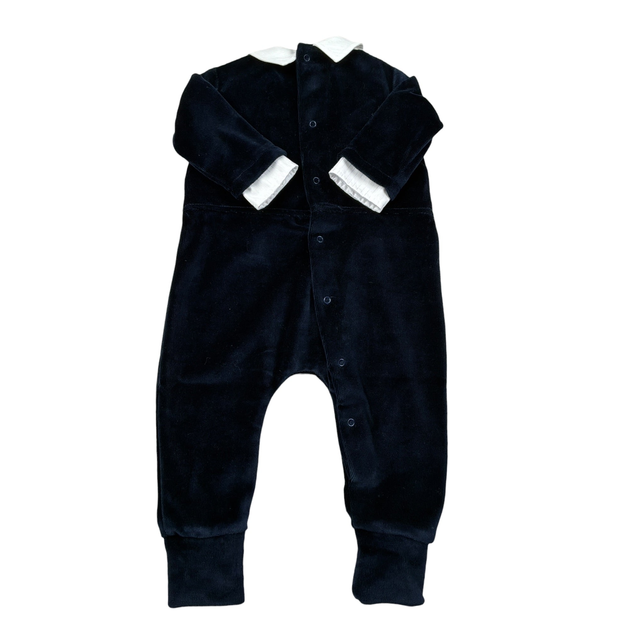Aletta Tutina Manica Unga tinta unita In Ciniglia Blu per Neonato RM220045 BLU ALETTA 