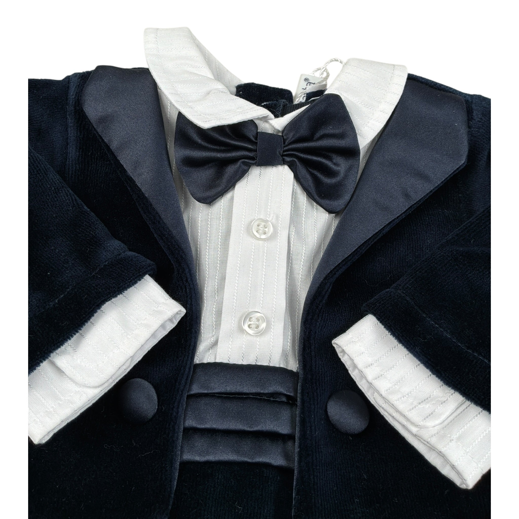 Aletta Tutina Manica Unga tinta unita In Ciniglia Blu per Neonato RM220045 BLU ALETTA 