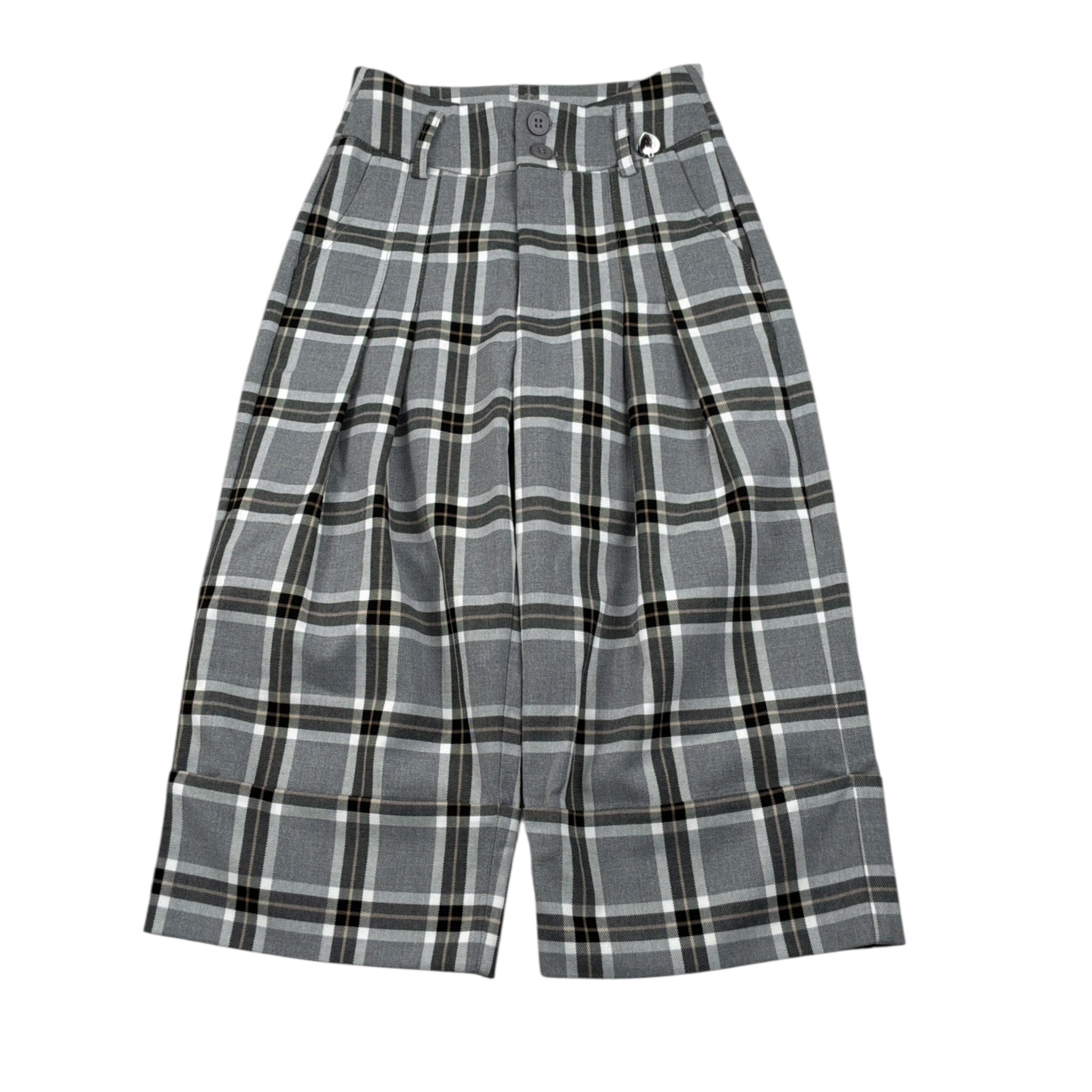 Alice Pi Pantalone tinta unita con Fantasia A Quadri Grigio per Bambina 2499 GRIGIO ALICE PI 