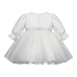 Allegra Abito Cerimonia tinta unita con Cintura Bianco per Neonata A0551A BIANCO ALLEGRA 