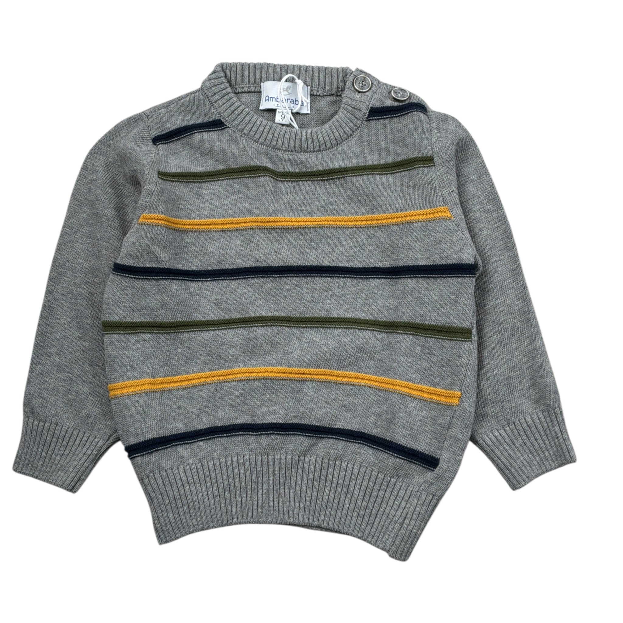 Ambaraba' Maglia tinta unita con Fantasia A Righe Grigio per Neonato FM40257 GRIGIO AMBARABA' 