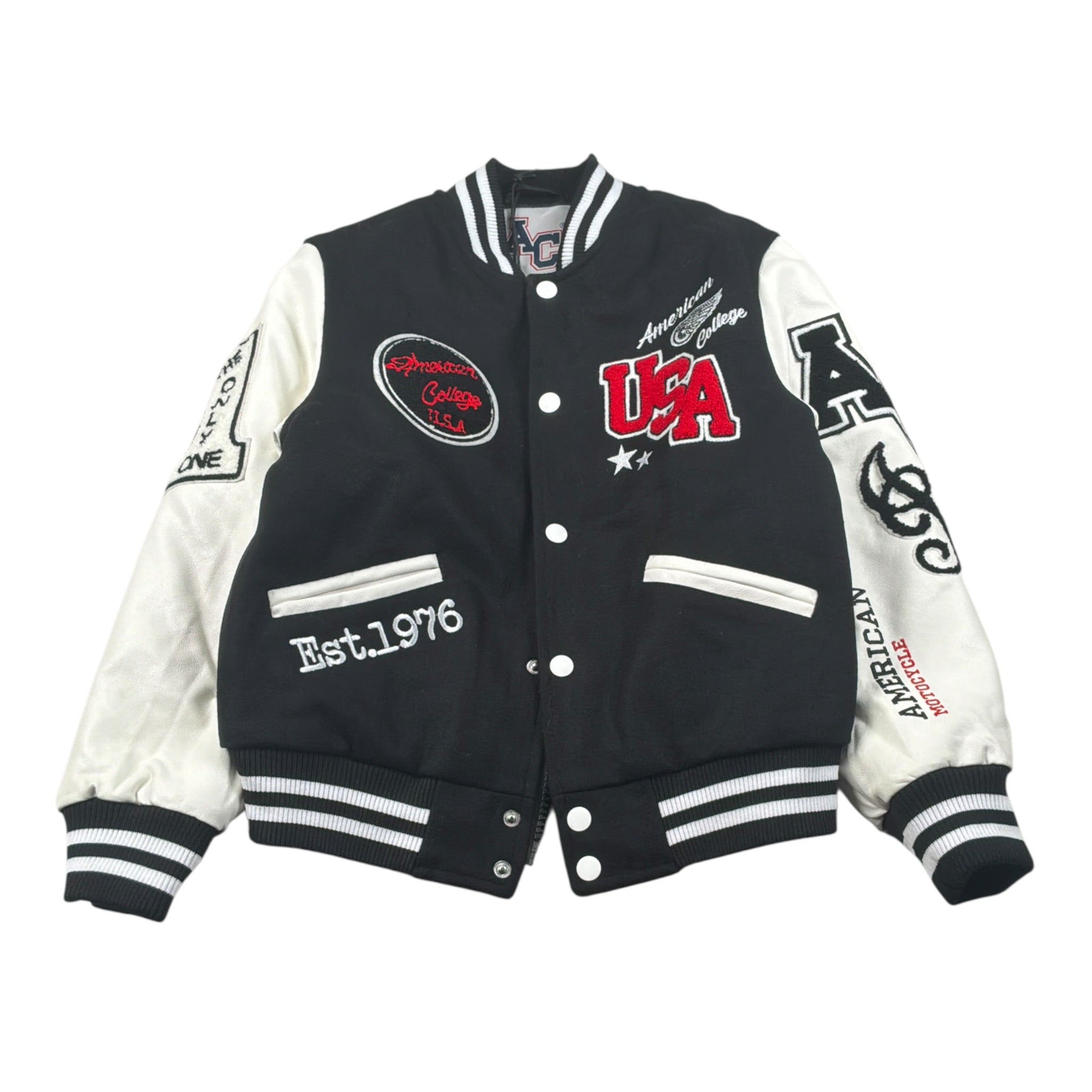 American College Giubbino College tinta unita con Maniche In Contrasto Nero per Bambino AC7J NERO AMERICAN COLLEGE 
