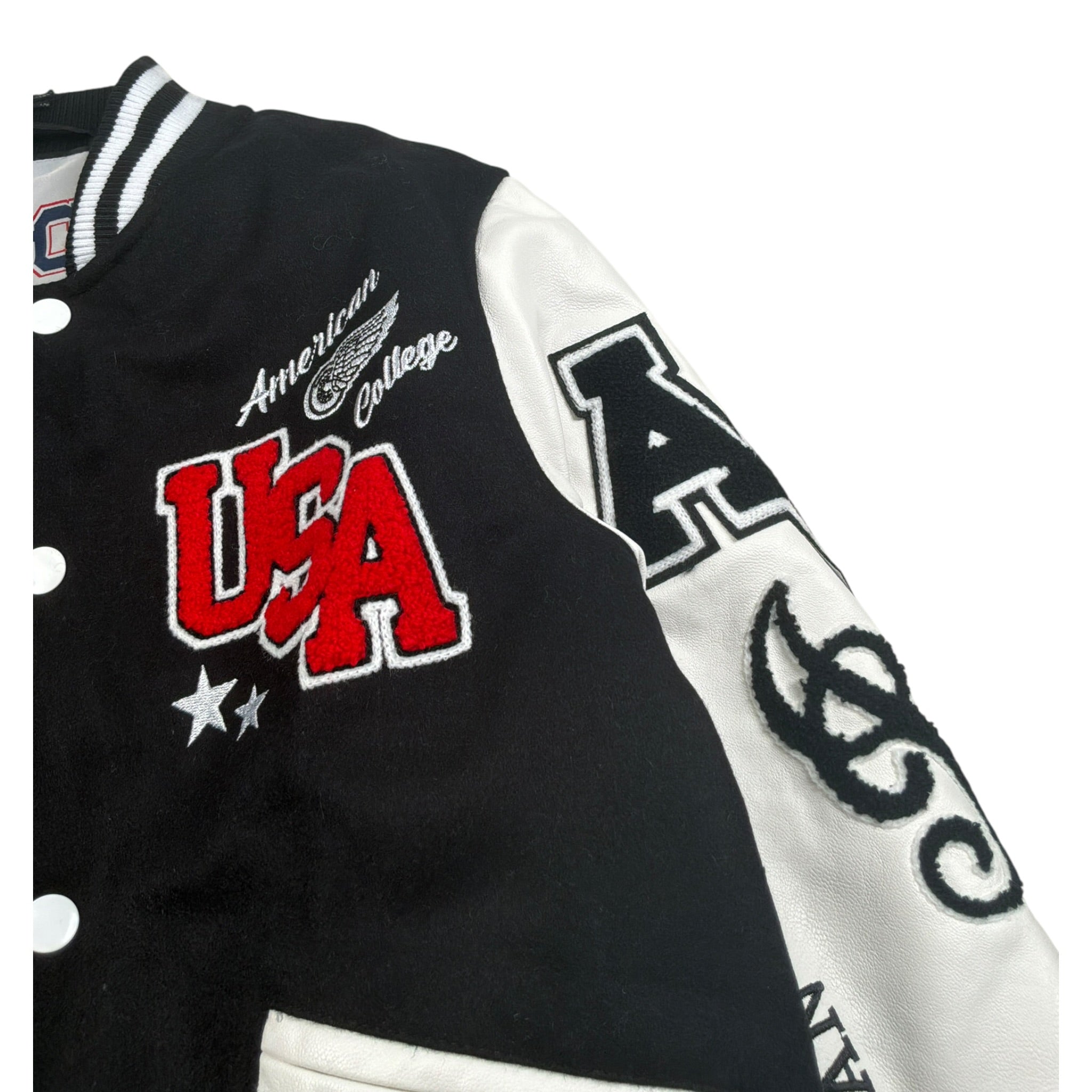 American College Giubbino College tinta unita con Maniche In Contrasto Nero per Bambino AC7J NERO AMERICAN COLLEGE 