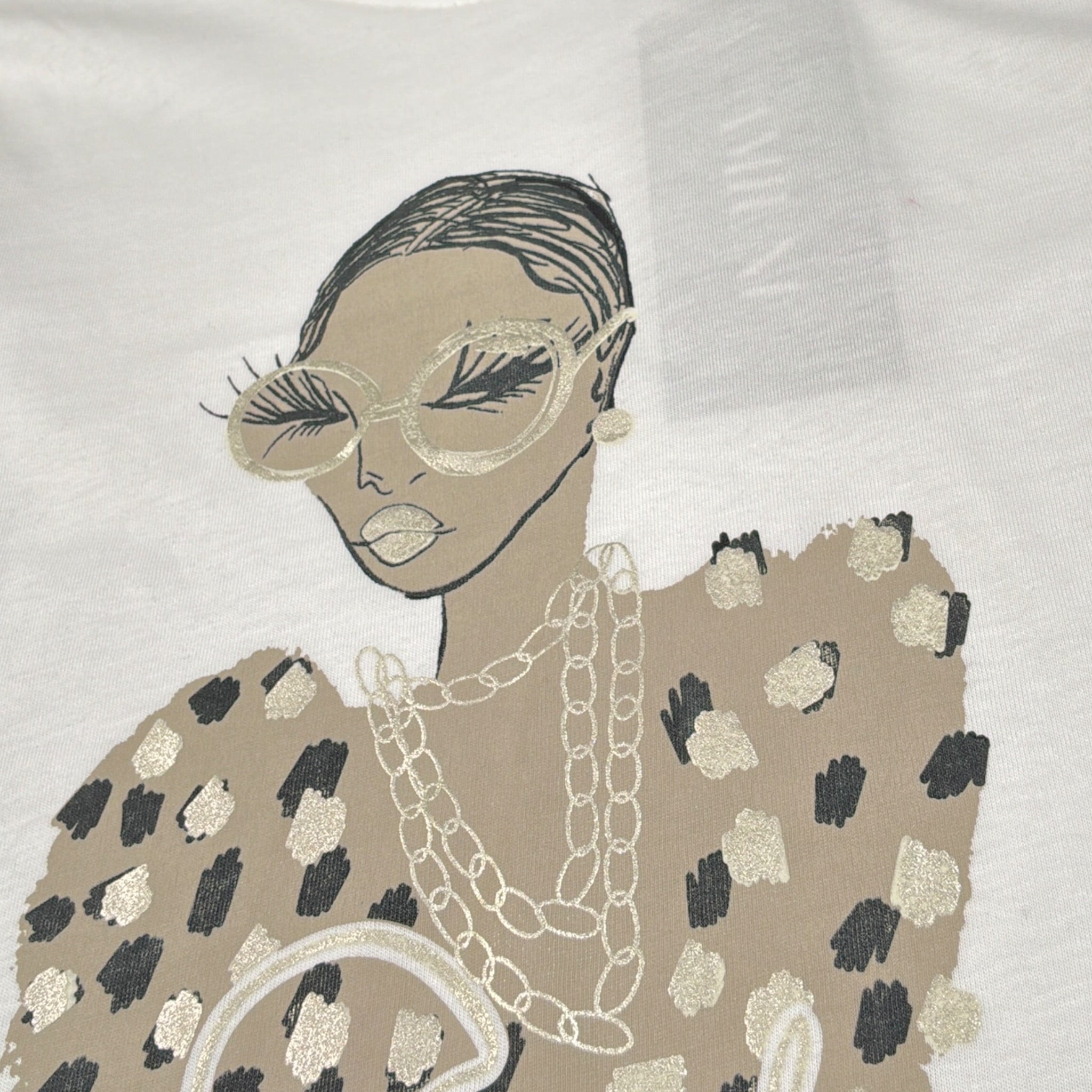 Amiuni Shirt Girocollo tinta unita con Stampa Bianco per Bambina 801025TS BIANCO AMIUNI 