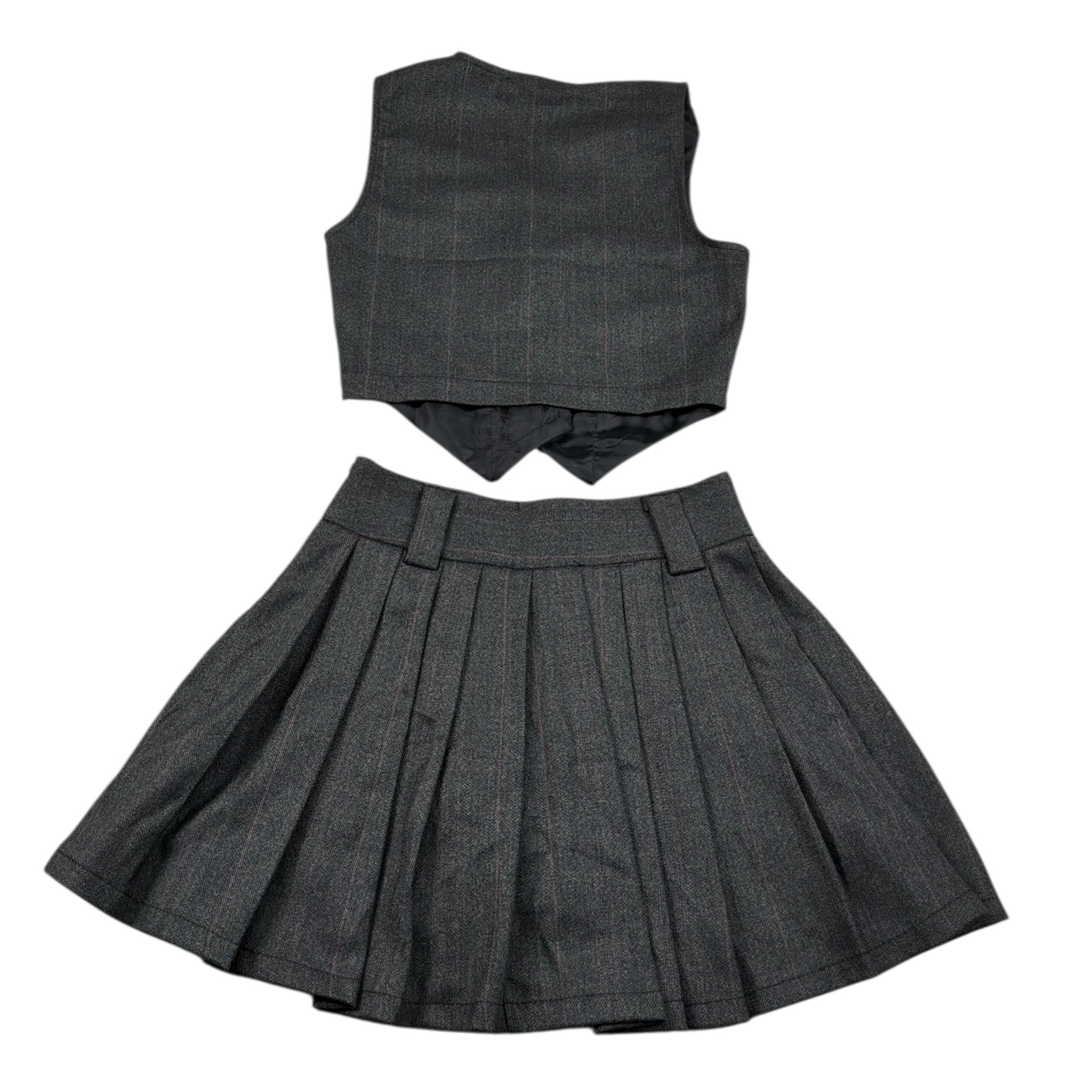 Amiuni Completo 2Pz Gonna-Gilet tinta unita Grigio per Bambina AG802825 GRIGIO AMIUNI 