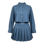 Amiuni Completo 2Pz Camicia-Gonna In Denim Blu per Bambina AG804625 BLU AMIUNI 