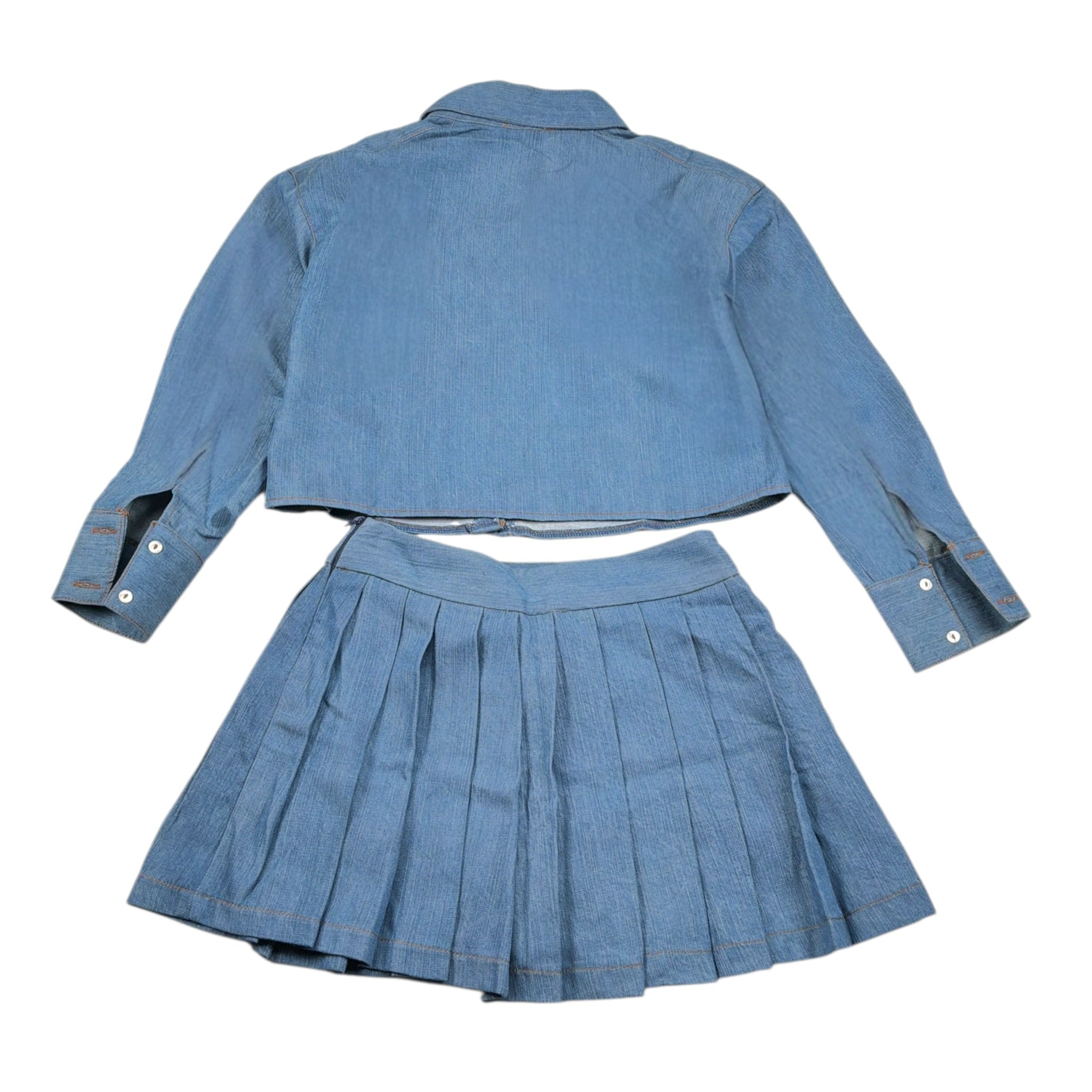 Amiuni Completo 2Pz Camicia-Gonna In Denim Blu per Bambina AG804625 BLU AMIUNI 