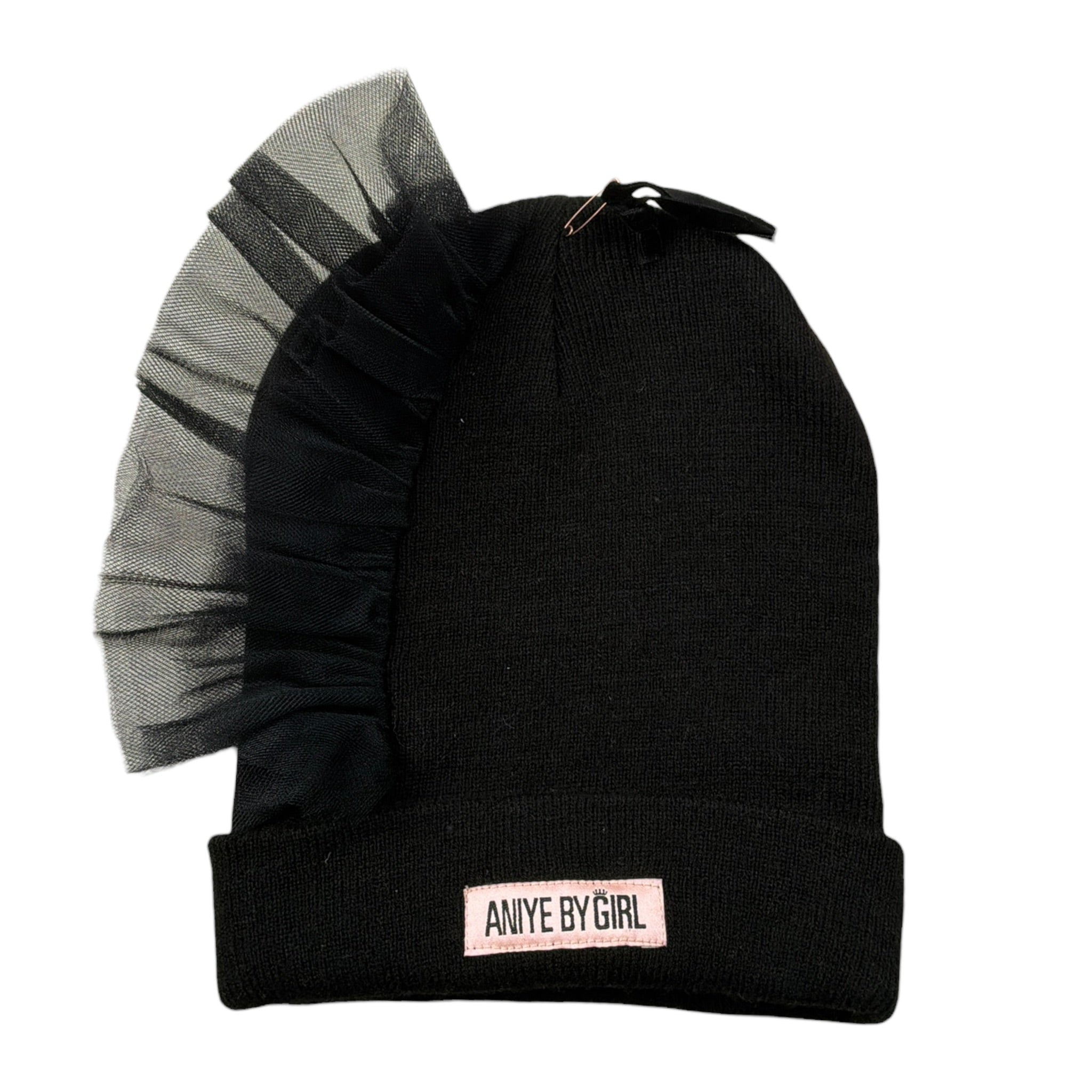 Aniye By Girl Cappello tinta unita con Rouches Nero per Bambina L1111259 NERO ANIYE BY GIRL 