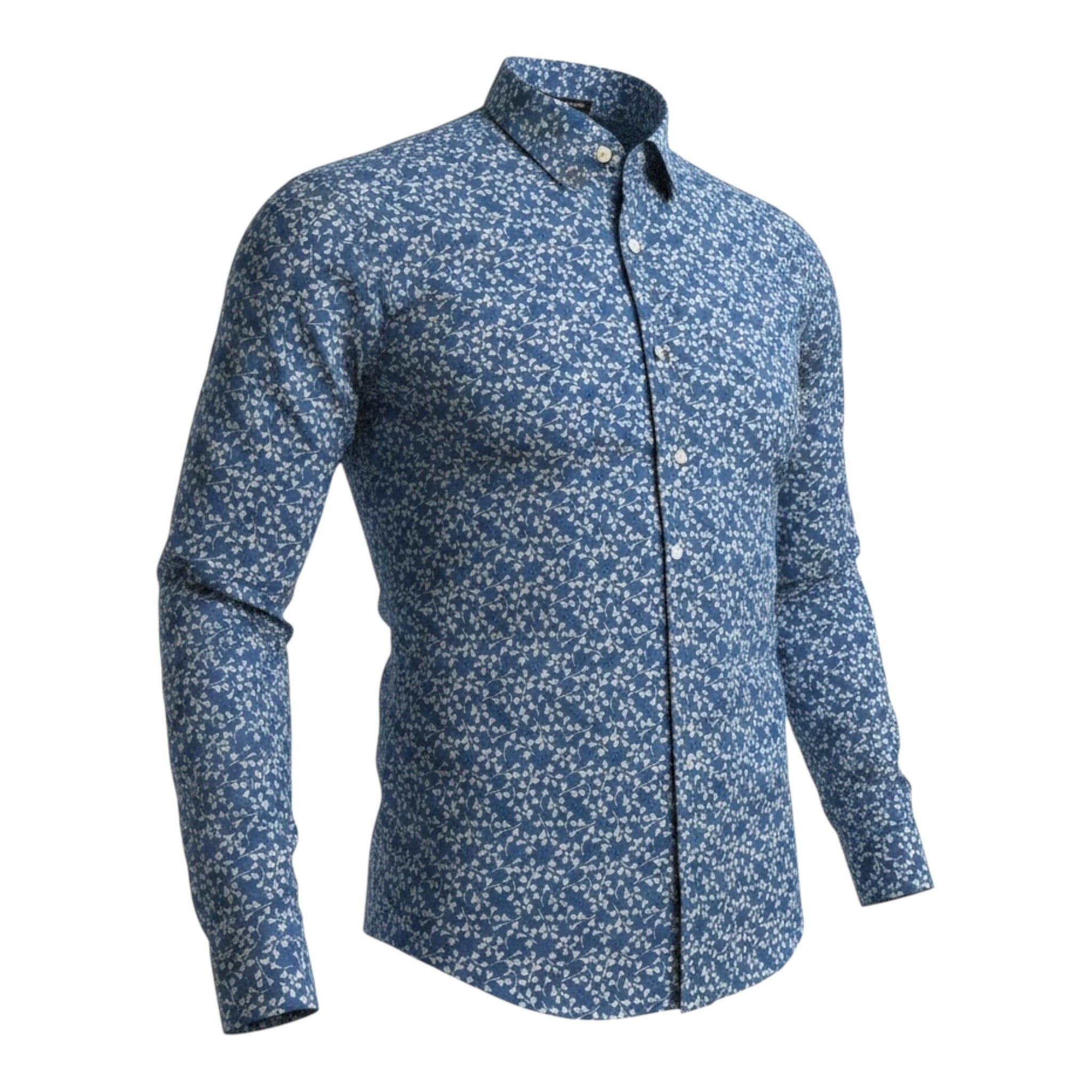 Antony Morato Camicia tinta unita con Stampa Blu per Bambino MKSL00251 BLU ANTONY MORATO 