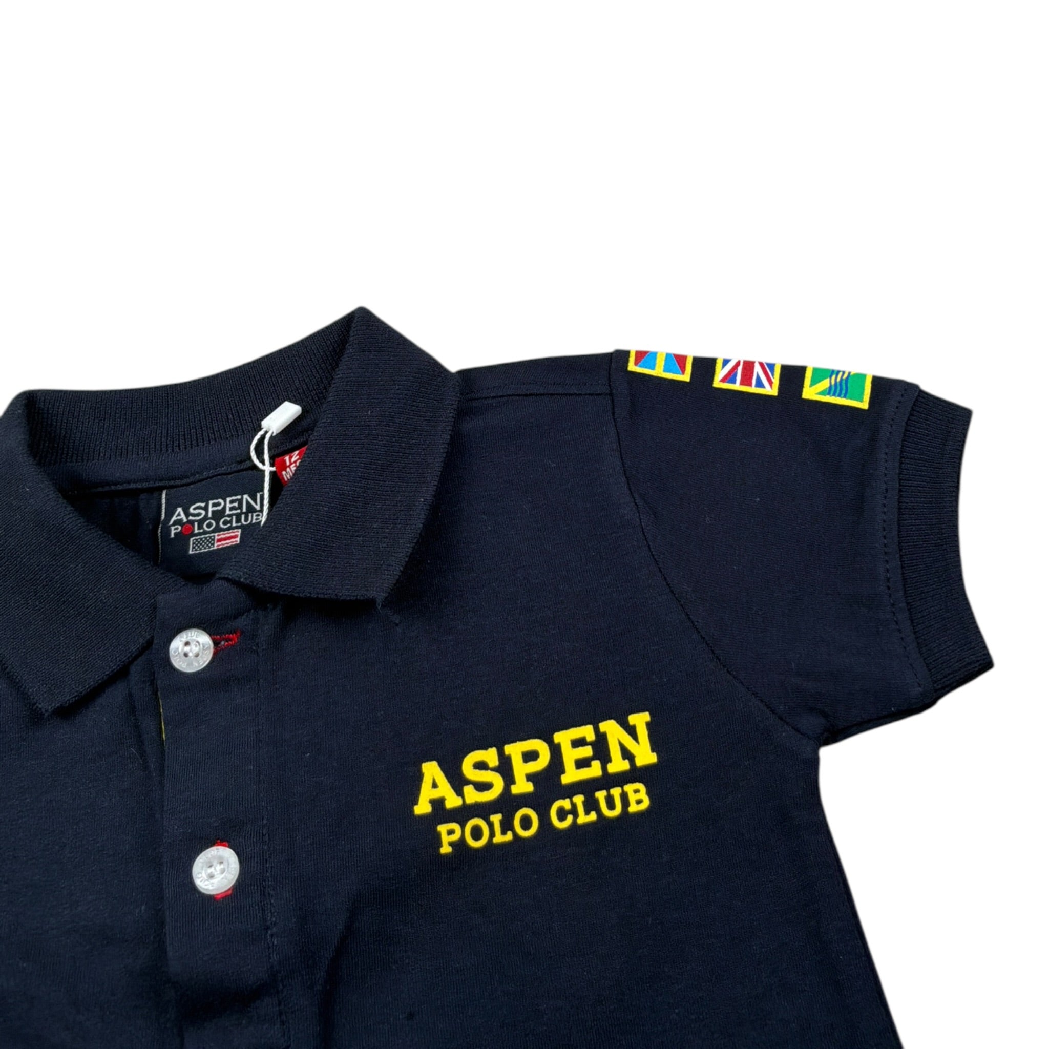 Aspen Polo tinta unita con Stampa Blu per Neonato 1076MP0281 BLU ASPEN 