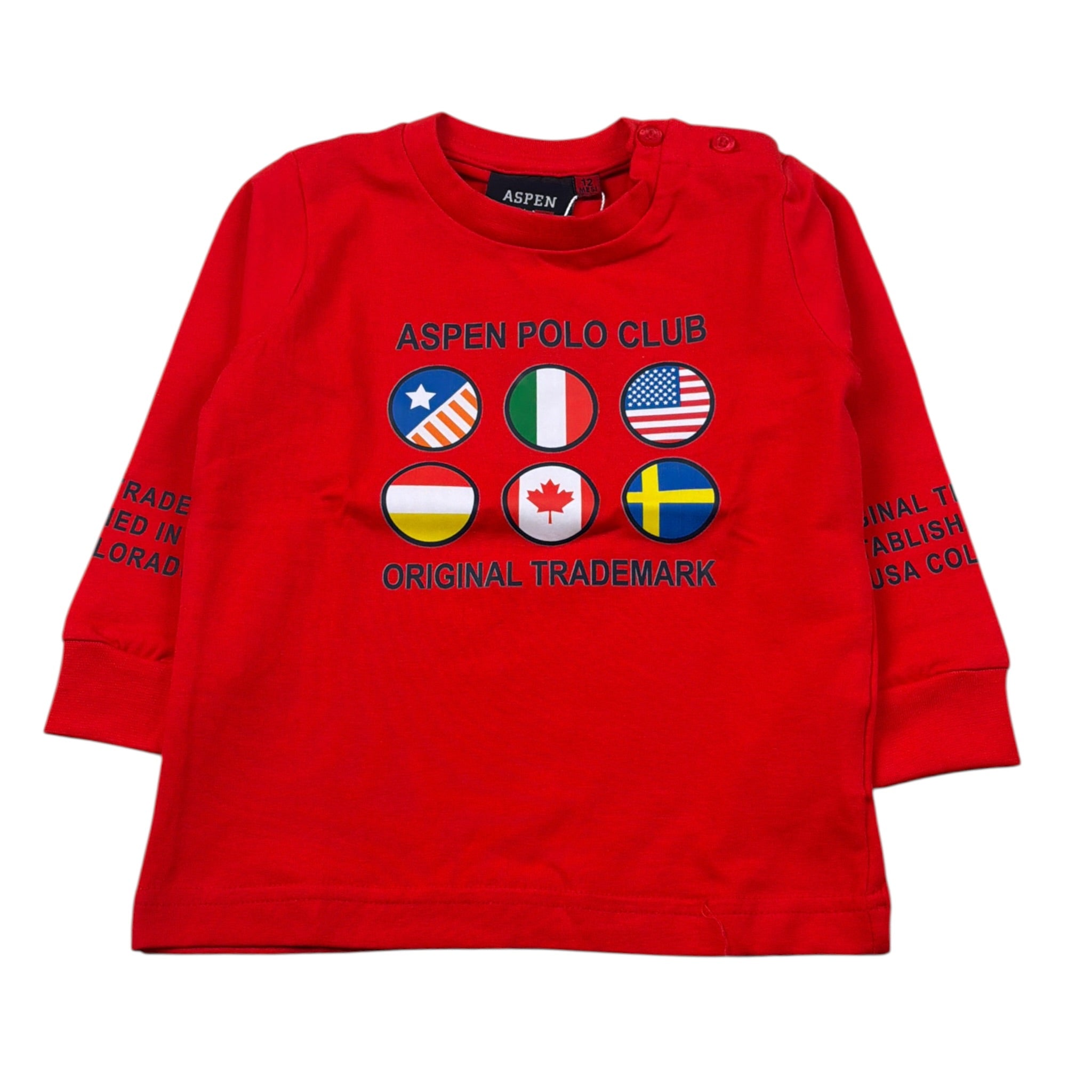 Aspen Polo Club Shirt Girocollo tinta unita con Logo Rosso per Neonato 1051M00026 ROSSO ASPEN POLO CLUB 