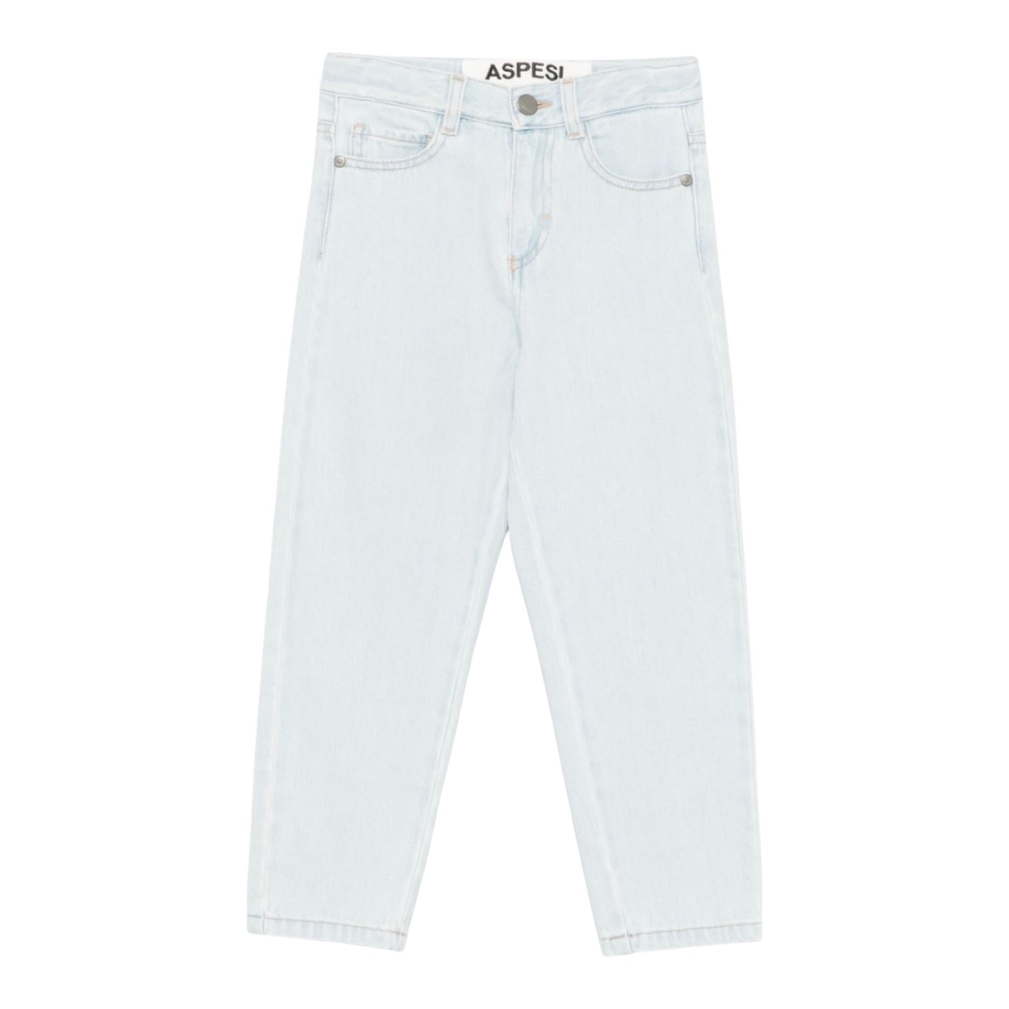 Aspesi Jeans tinta unita con Girovita Regolabile Azzurro per Bambina S25072PLJ0042 AZZURRO ASPESI 