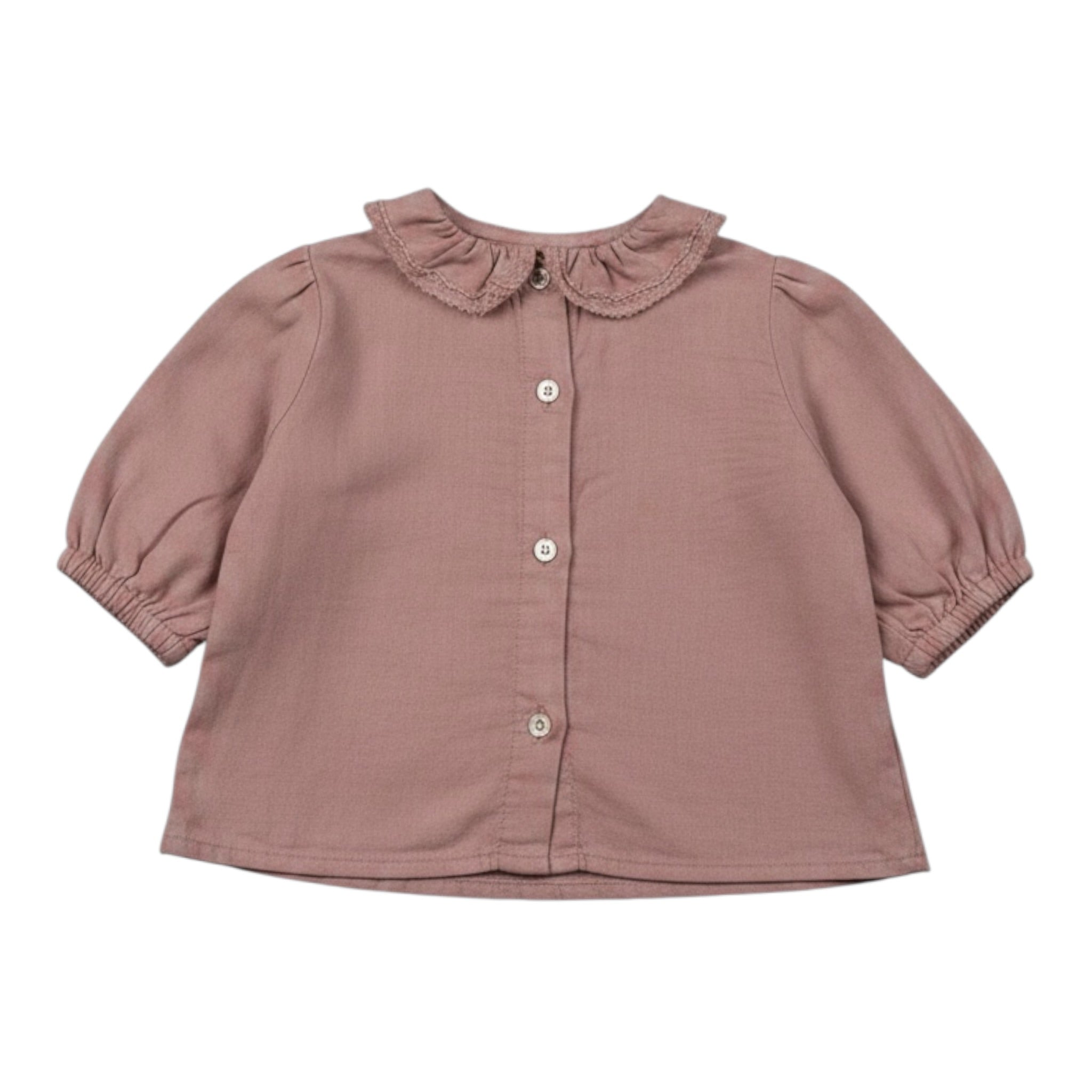 Babe & Tess Camicia tinta unita con Colletto Rosa per Neonata 03/548057 ROSA BABE & TESS 