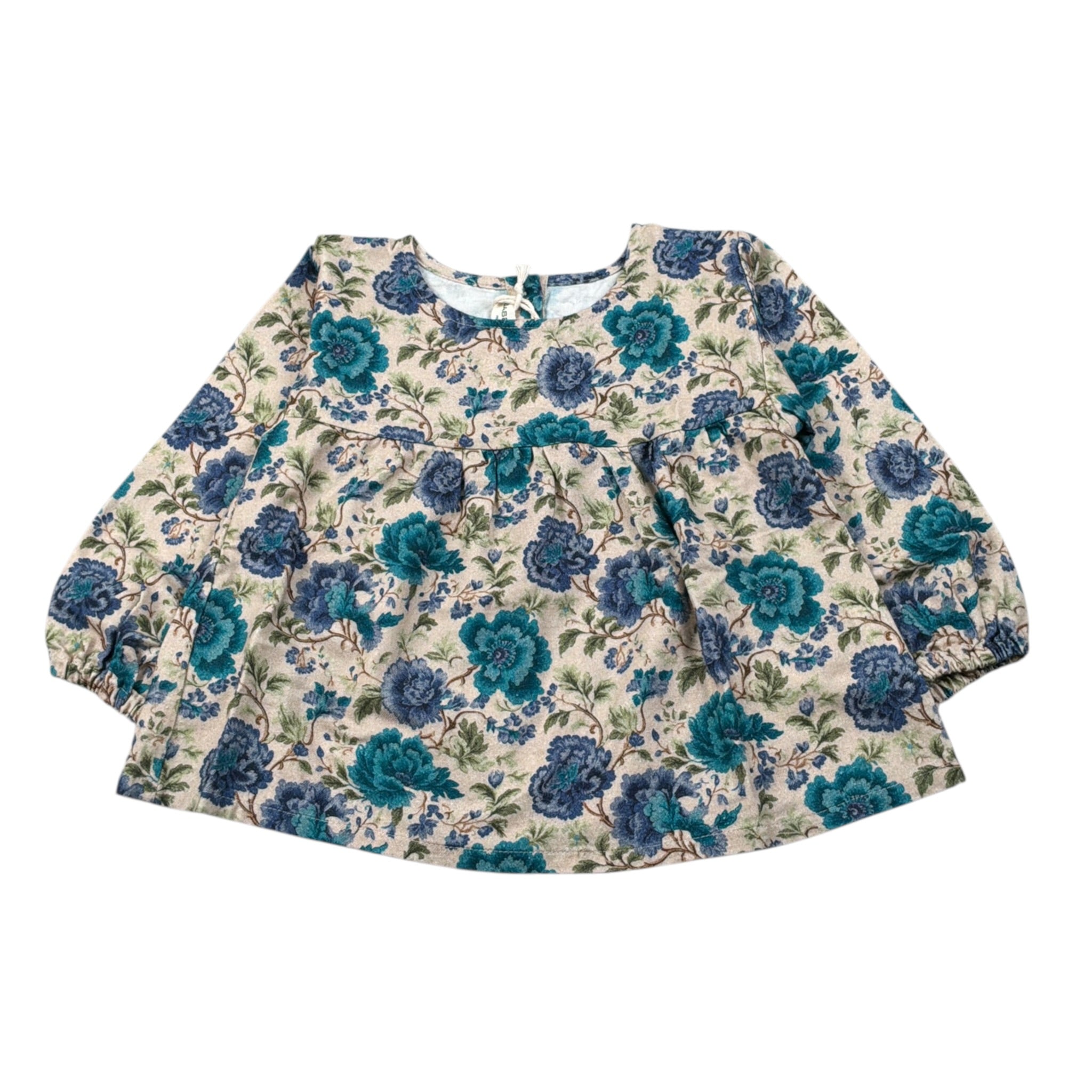 Babe & Tess Camicia Manica Lunga tinta unita Fantasia Floreale Beige/Blu per Bambina 03/548099 BEIGE/BLU BABE & TESS 