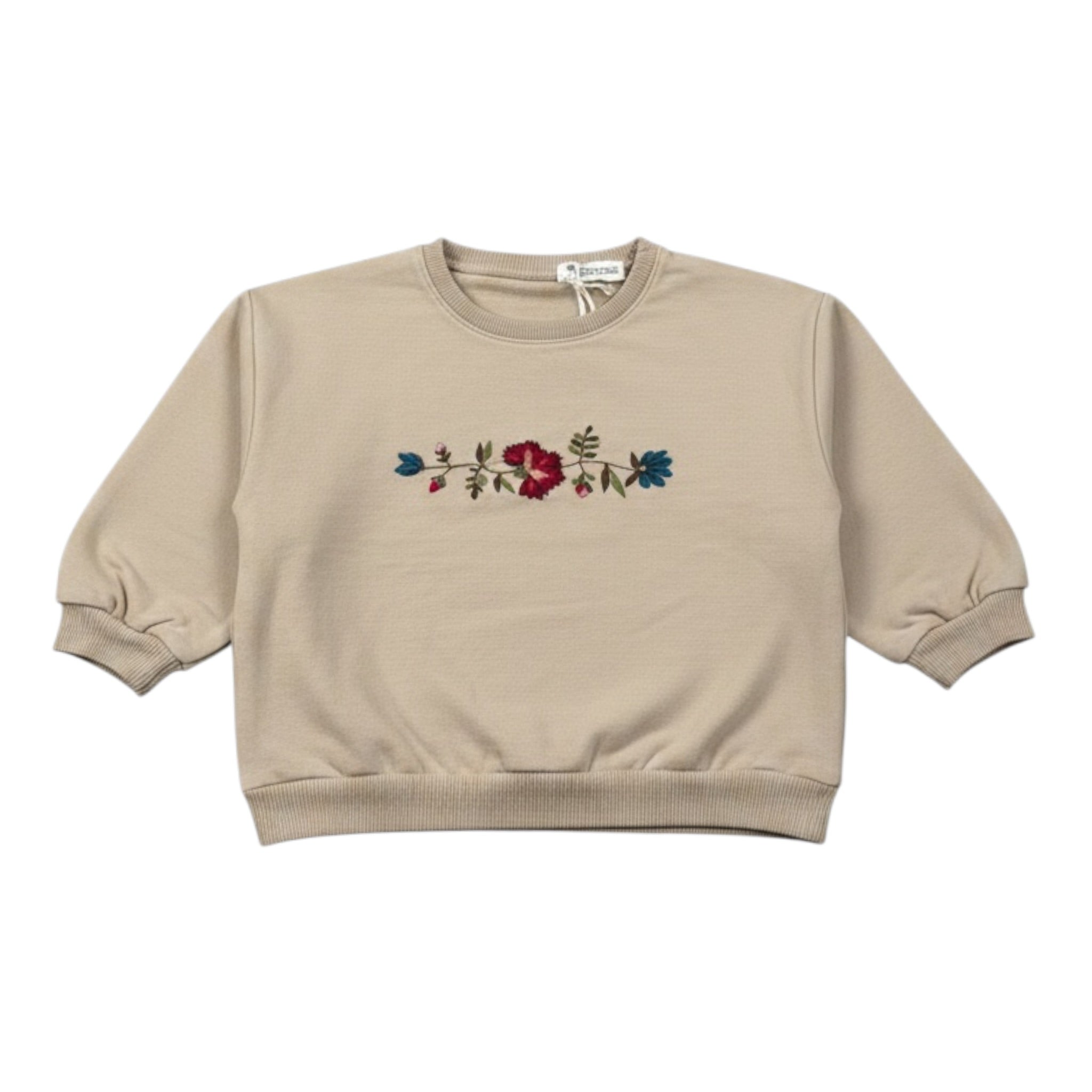 Babe & Tess Felpa Chiusa Girocollo tinta unita con Ricami Beige per Neonata 23/548110N BEIGE BABE & TESS 