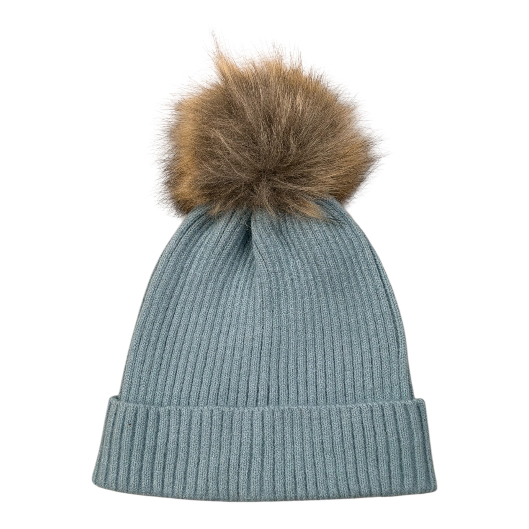 Babidu Cappello tinta unita con Pon Pon Azzurro per Neonata 95770 AZZURRO BABIDU 
