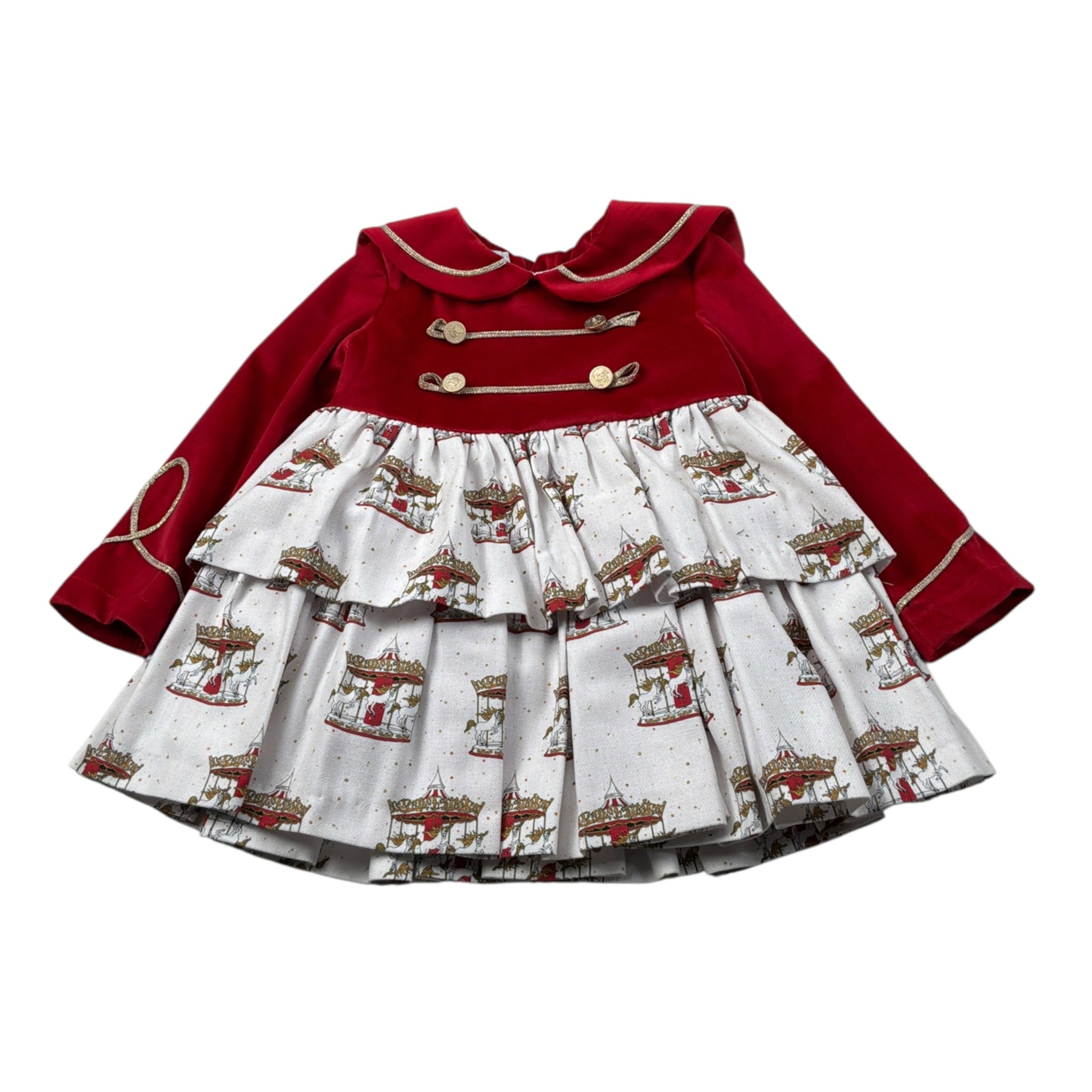 Babine' Abito Manica Lunga Bicolore Rosso per Neonata 2612811 ROSSO BABINE' 