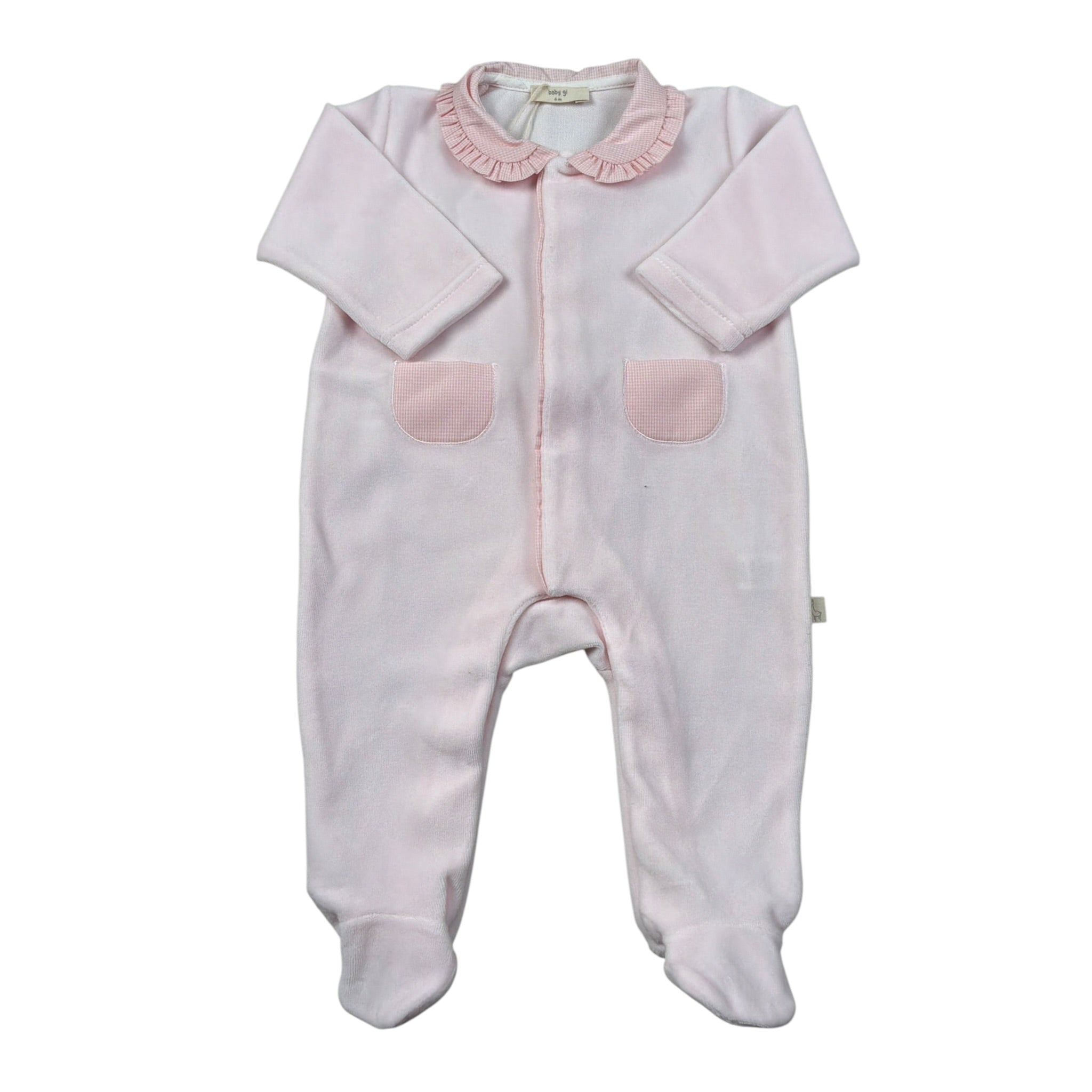 Baby Gi Tutina Manica Lunga tinta unita In Ciniglia Rosa per Neonata DD53G ROSA BABY GI 