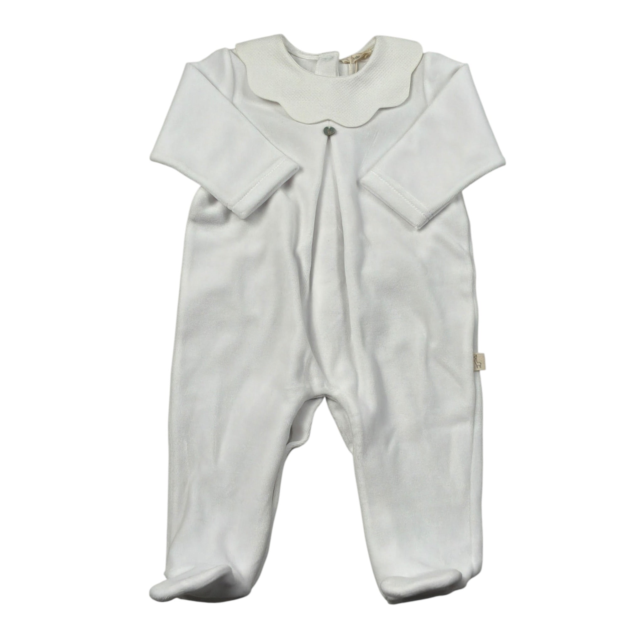 Baby Gi Tutina Manica Lunga tinta unita In Ciniglia Bianco per Neonato PQ50 BIANCO BABY GI 