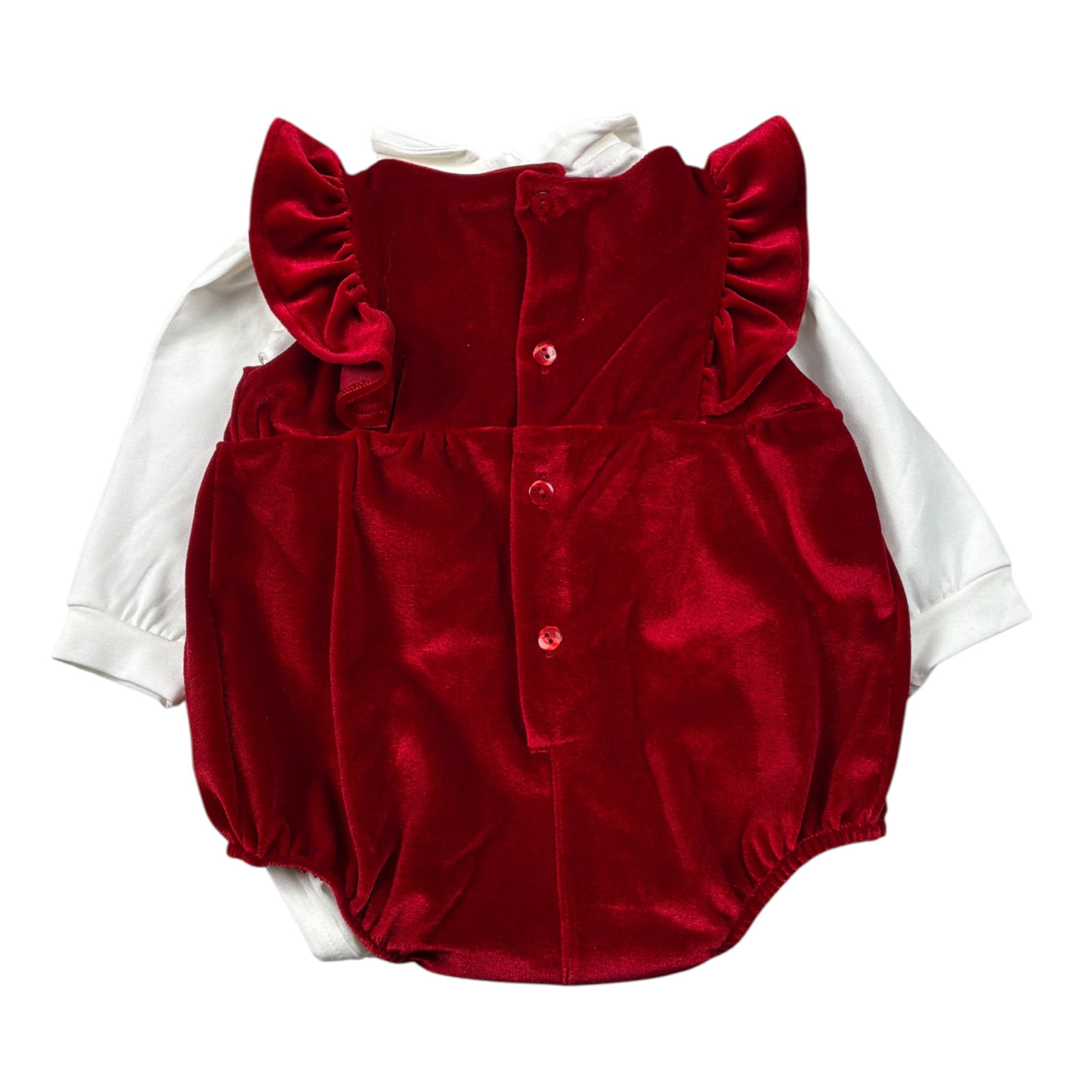 Baby Vip Pagliaccetto In Velluto Giromanica con Shirt Rosso per Neonata T250707 ROSSO BABY VIP 