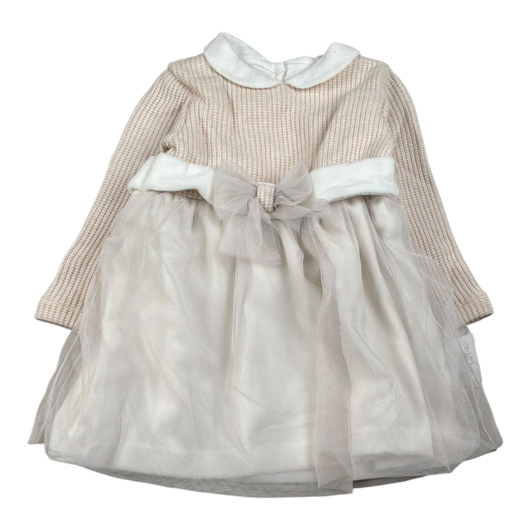 Baby Vip Abito tinta unita con Tulle Beige per Bambina T4107 BEIGE BABY VIP 
