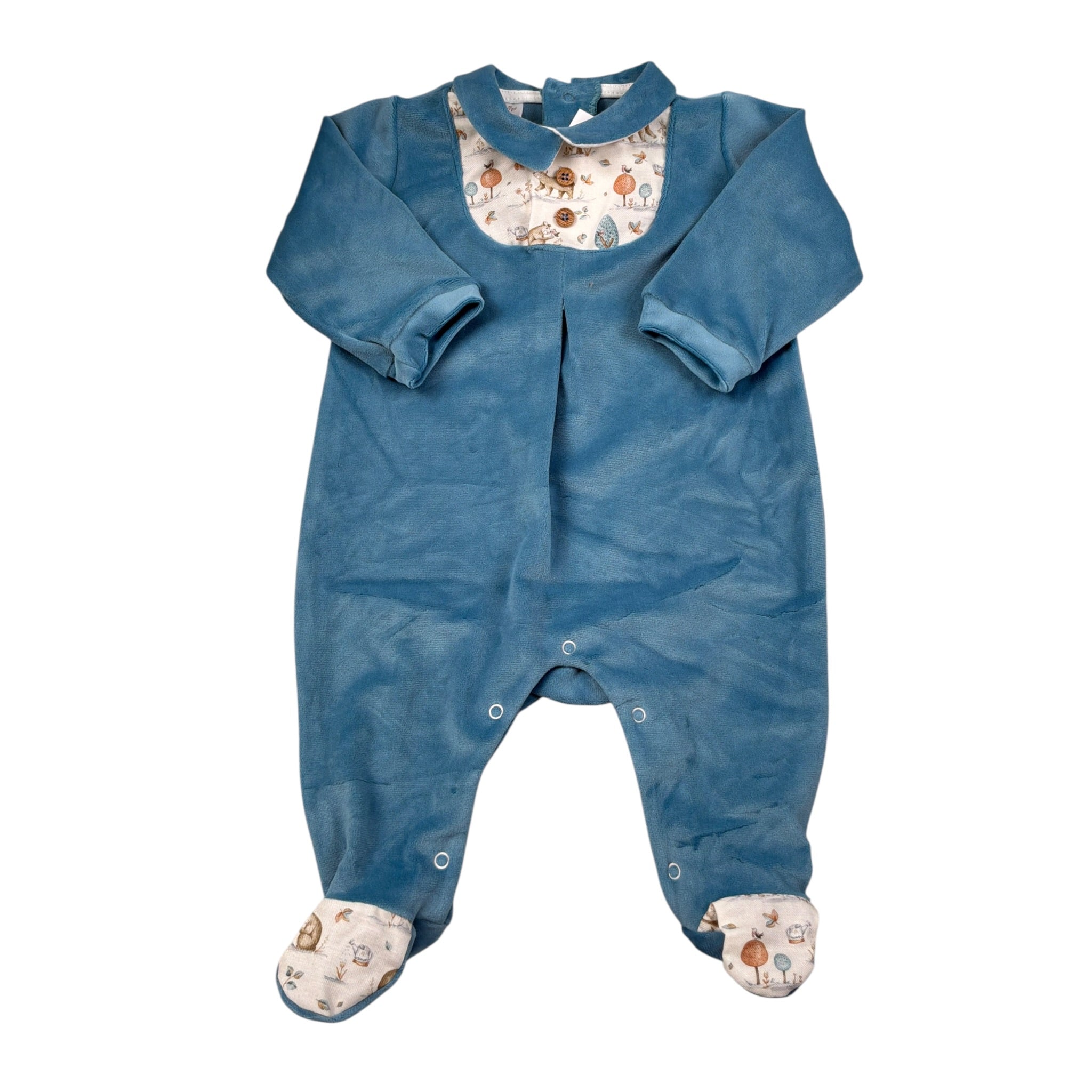 Babyvip Tutina tinta unita In Velluto Petrolio per Neonata T2876 PETROLIO BABYVIP 