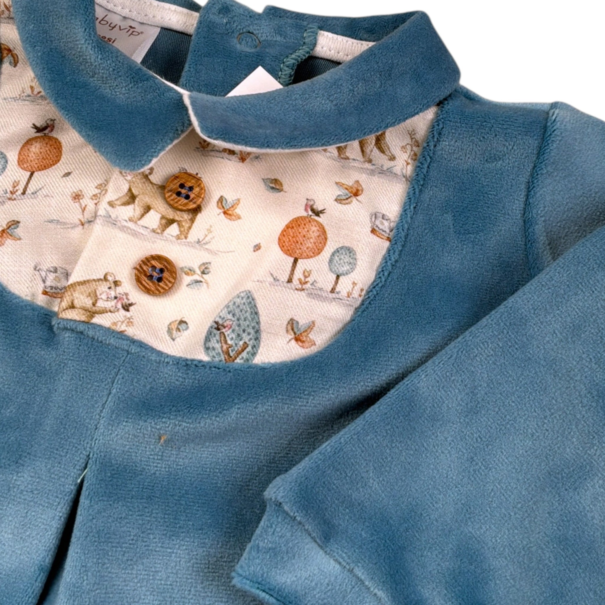 Babyvip Tutina tinta unita In Velluto Petrolio per Neonata T2876 PETROLIO BABYVIP 