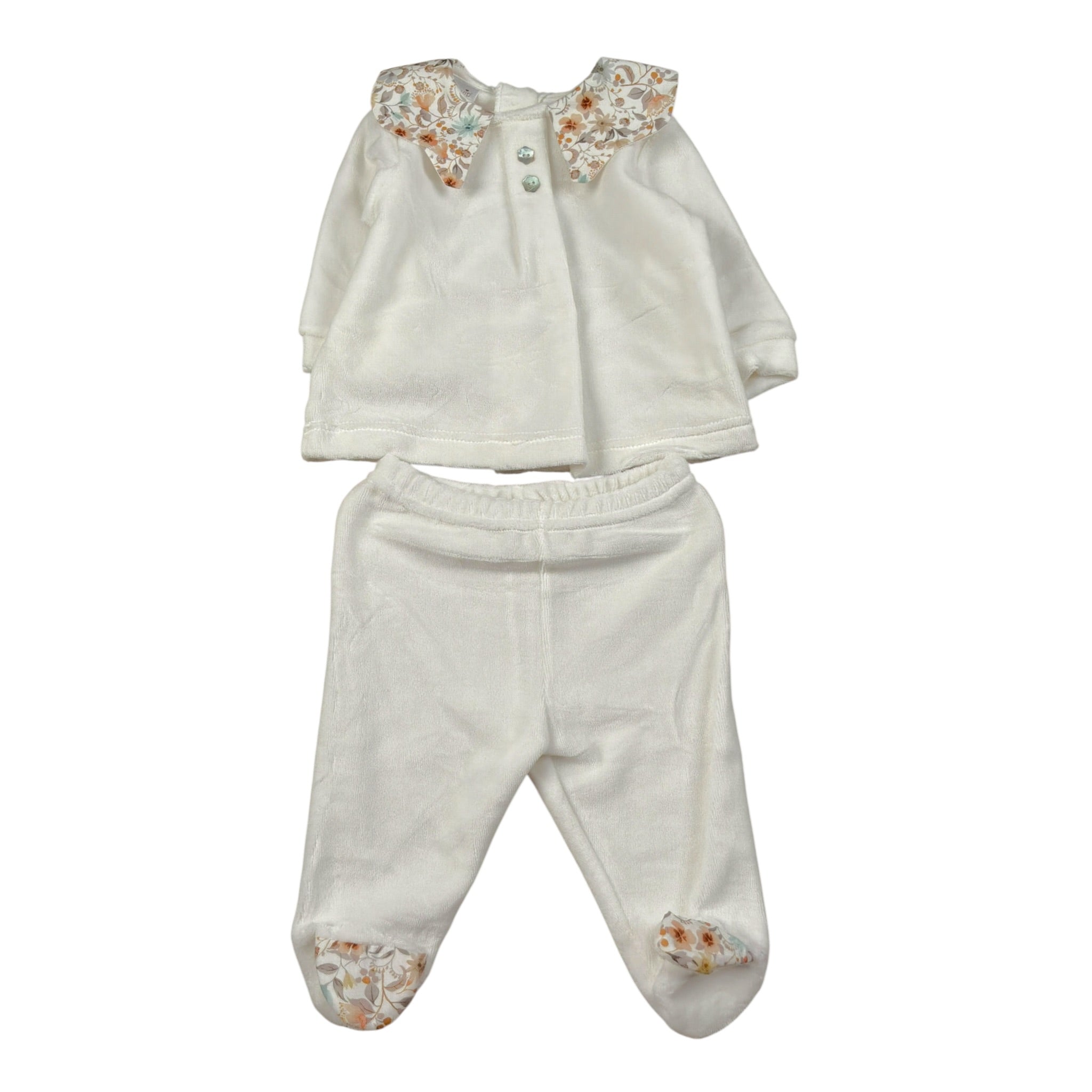 Babyvip Completo 2Pz Maglia-Ghettina In Velluto Panna per Neonata T3848 PANNA BABYVIP 