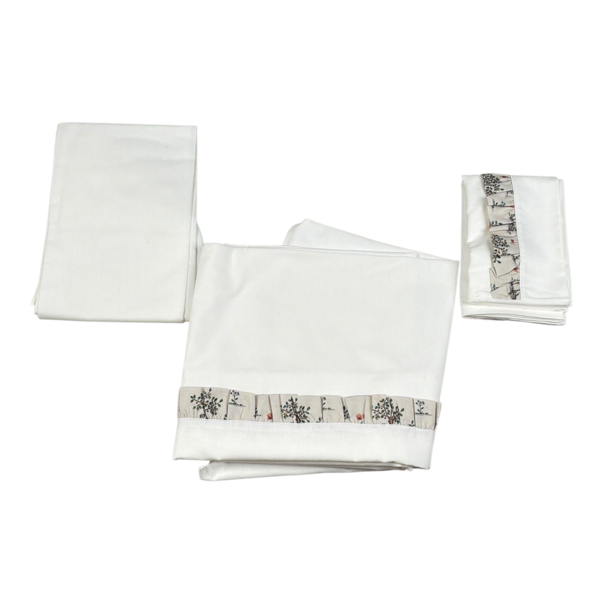 Babyvip Lenzuola Set 3Pz tinta unita Bianco per Neonata T4011 BIANCO BABYVIP 