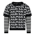 Balmain Maglia Girocollo tinta unita con Stampe Logo Nero per Bambino BT9P00 NERO BALMAIN 