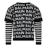 Balmain Maglia Girocollo tinta unita con Stampe Logo Nero per Bambino BT9P00 NERO BALMAIN 