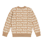 Balmain Maglia Girocollo tinta unita con Stampe Beige per Bambino BT9P20 BEIGE BALMAIN 