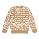 Balmain Maglia Girocollo tinta unita con Stampe Beige per Bambino BT9P20 BEIGE BALMAIN 