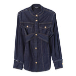 Balmain Camicia Manica Lunga tinta unita In Denim Blu per Bambina BU5A00 BLU BALMAIN 