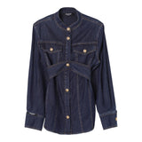 Balmain Camicia Manica Lunga tinta unita In Denim Blu per Bambina BU5A00 BLU BALMAIN 