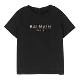 Balmain T-Shirt tinta unita con Logo Nero per Neonato BU8001 NERO BALMAIN 