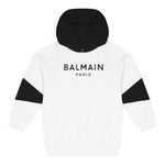 Balmain Felpa Chiusa con Cappuccio Bicolore Bianco/Nero per Bambino BV4Q70 BIANCO/NERO BALMAIN 