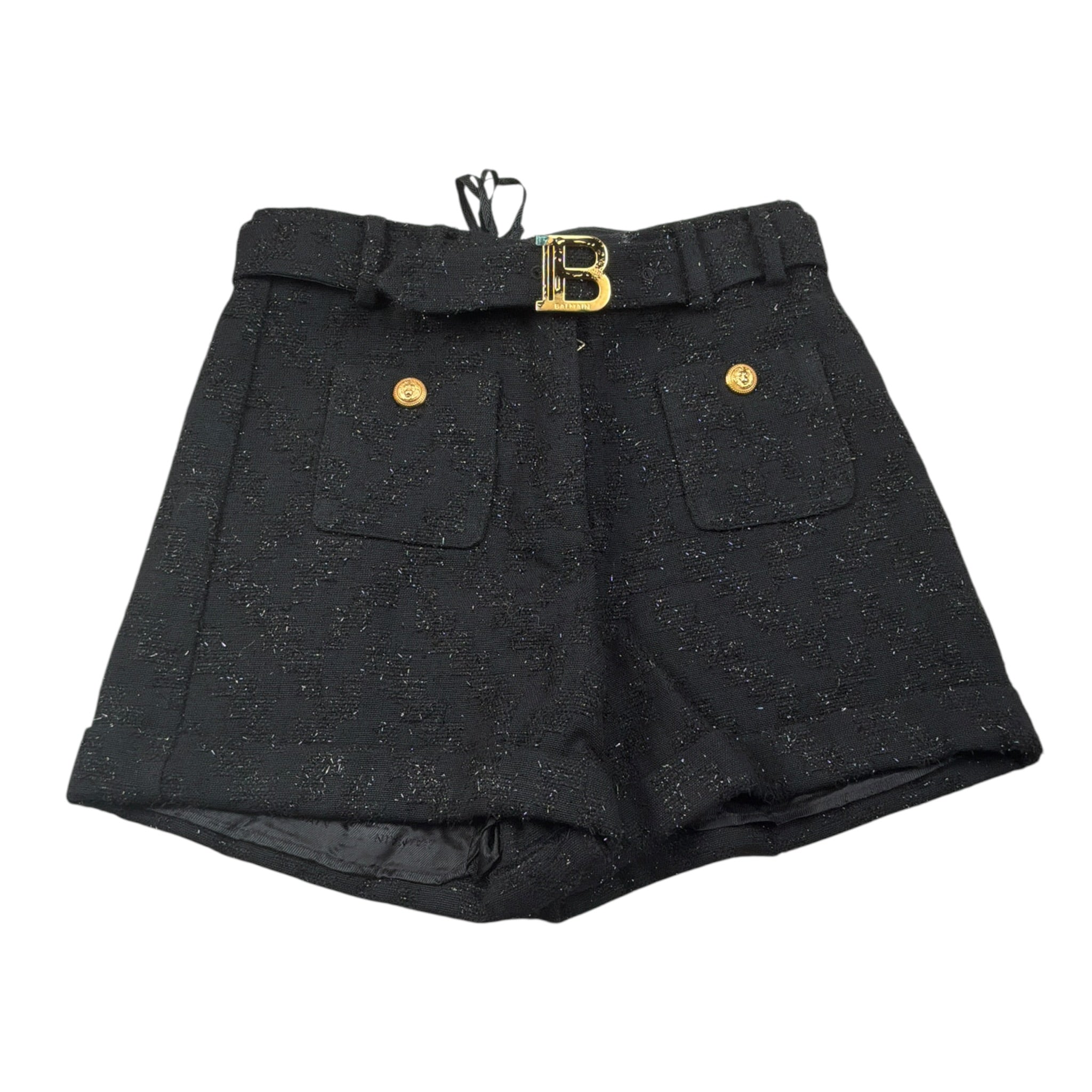 Balmain Short tinta unita con Cintura Nero per Bambina BV6C29 NERO BALMAIN 